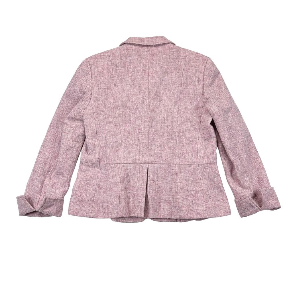 Talbots Wool Blazer Womens 10 Pink Tweed Peplum Career Feminine Coquette - Picture 4 of 10